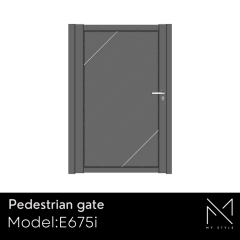 Pedestrian aluminium gate model E675i from My Style collection, featuring a modern design with a sleek finish and reinforced profiles.